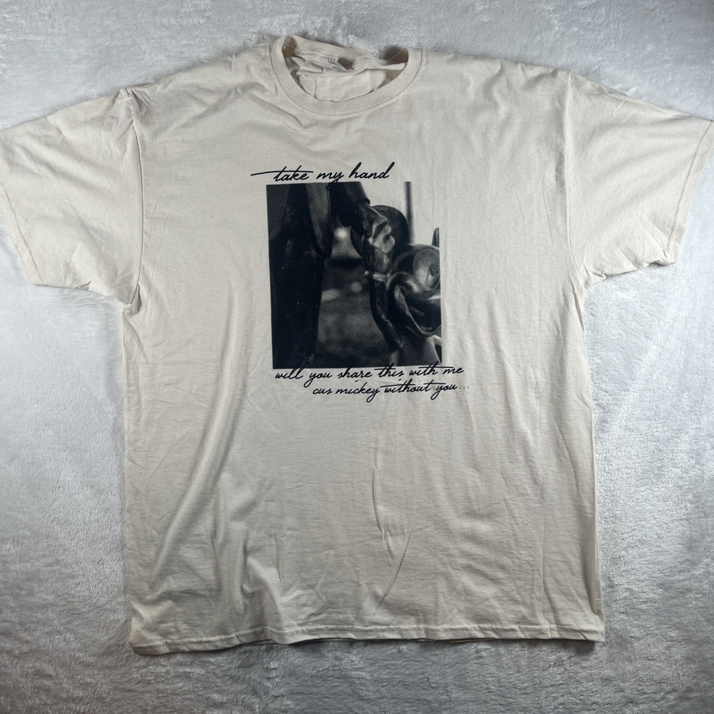Micky Mouse Tee Shirt XL "Take My Hand Will You Share This With‎ Me"
